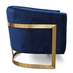 Lorena Armchair in Blue Velvet - Brushed Gold Base LC2623-BS