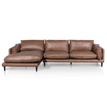 Lucio 4 Seater Left Chaise Leather Sofa - Saddle Brown - Last One Chaise Lounge K Sofa-Core   