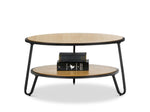 Marcelle 74cm Round Coffee Table - Light Oak Top Black Frame CF3567-EA