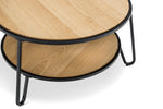 Marcelle 74cm Round Coffee Table - Light Oak Top Black Frame CF3567-EA