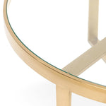 Ex Display - Marcelo 90cm (D) Coffee Table - Brushed Gold Base  Blue Steel Metal-Core   