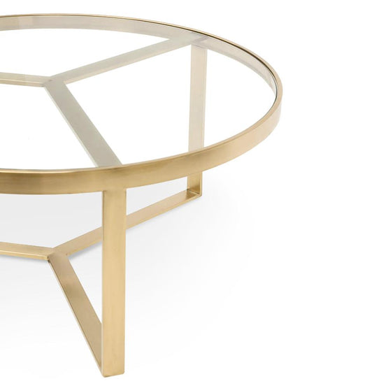 Marcelo 90cm Round Glass Coffee Table - Brushed Gold Base CF2427-BS