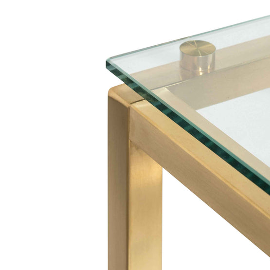 Maureen 1.4m Glass Console Table - Brushed Gold Base DT6221-BS