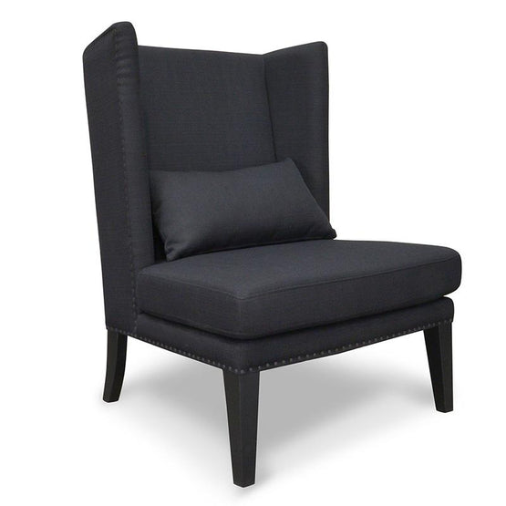 Mercer Lounge Fabric Wingback Chair in Black Wingback Chair Casa-Core   