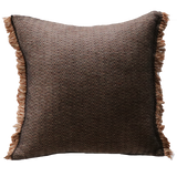 Ollo Nathan Jacquard Design Fringed Edge Cushion - Black Cushion Furtex-Local   
