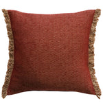 Ollo Nathan Jacquard Design Fringed EdgeCushion - Burnt Red Cushion Furtex-Local   