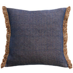 Ollo Nathan Jacquard Design Fringed Edge Cushion - Navy Cushion Furtex-Local   