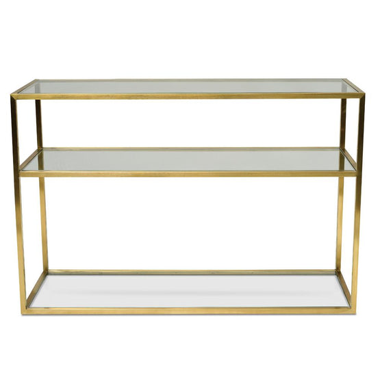 Noel 1.2m Glass Console Table - Gold Base Console Table K Steel-Core   