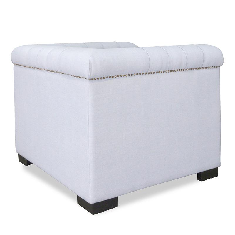 Penelope Chesterfield Fabric Lounge Chair - Grey - Last One Armchair Casa-Core   