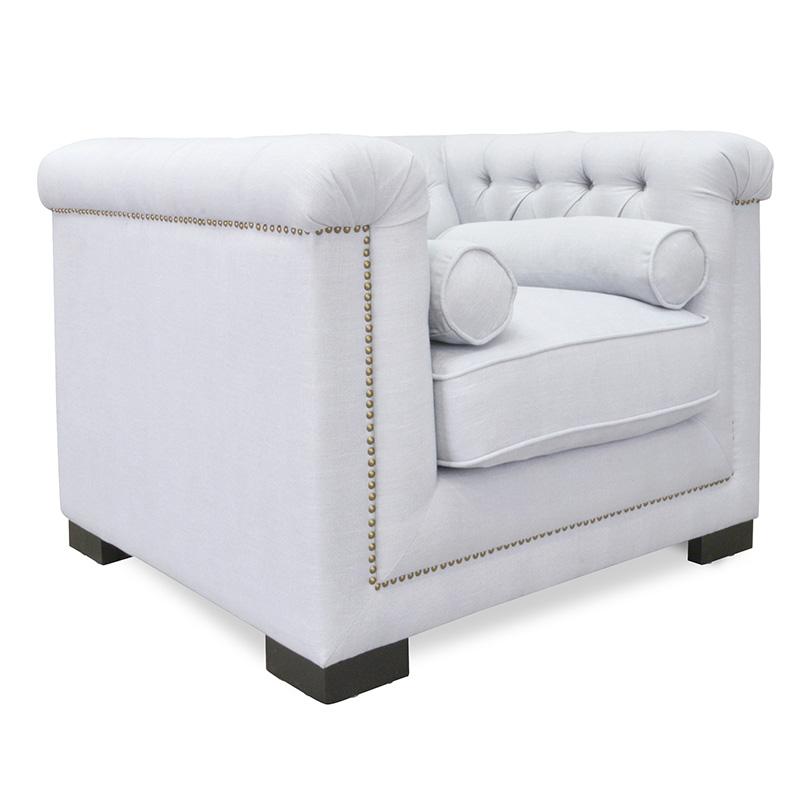 Penelope Chesterfield Fabric Lounge Chair - Grey - Last One Armchair Casa-Core   