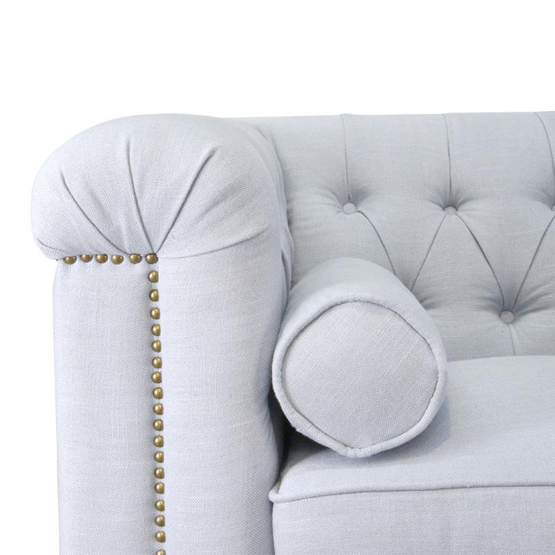 Penelope Chesterfield Fabric Lounge Chair - Grey - Last One Armchair Casa-Core   