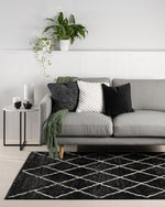 Ollo Rakaia Parallel Textured Cotton Cushion - Black Cushion Furtex-Local   