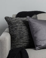 Ollo Rakaia Parallel Textured Cotton Cushion - Black Cushion Furtex-Local   