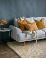 Ollo Rakaia Parallel Textured Cotton Cushion - Ochre Cushion Furtex-Local   