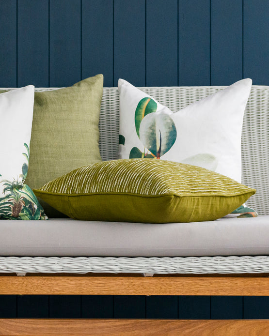 Ollo Rakaia Parallel Textured Cotton Cushion - Olive Cushion Furtex-Local   