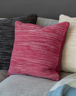 Ollo Rakaia Parallel Textured Cotton Cushion - Port Red Cushion Furtex-Local   