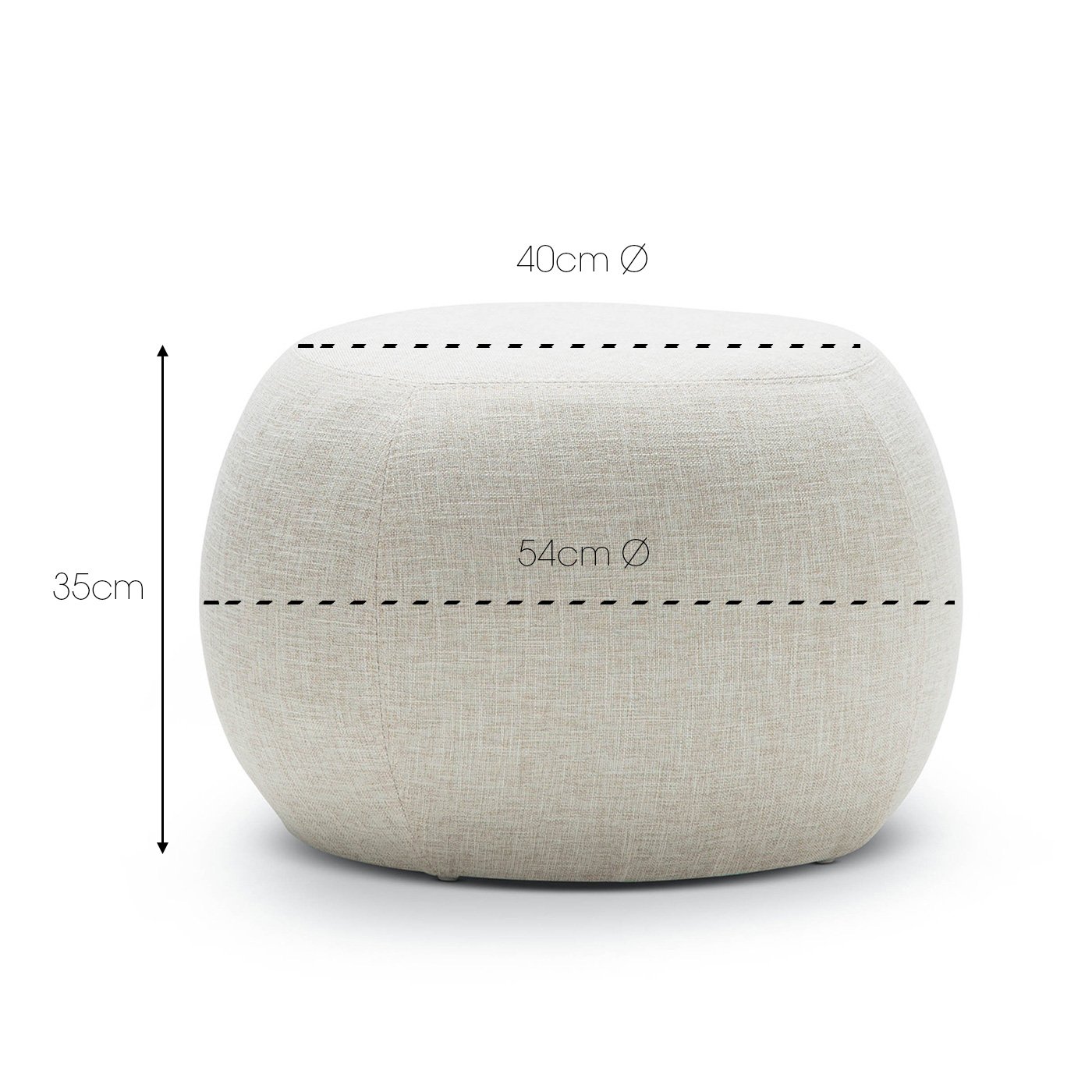 Raven Fabric Cushion Ottoman - Beige Ottoman Eastern-local   