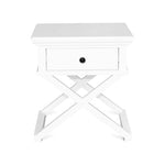 Satarra Cross Legs White Timber Bedside Table Bedside Table One World Collection-Local   