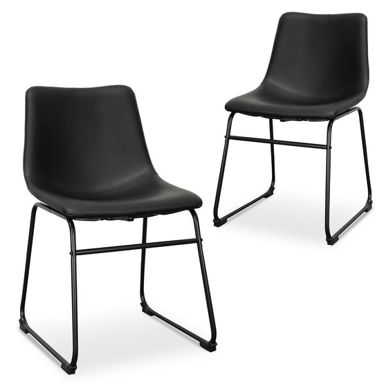 Set of 2 - Darcy Dining Chair - Black PU Dining Chair Sendo-Core   