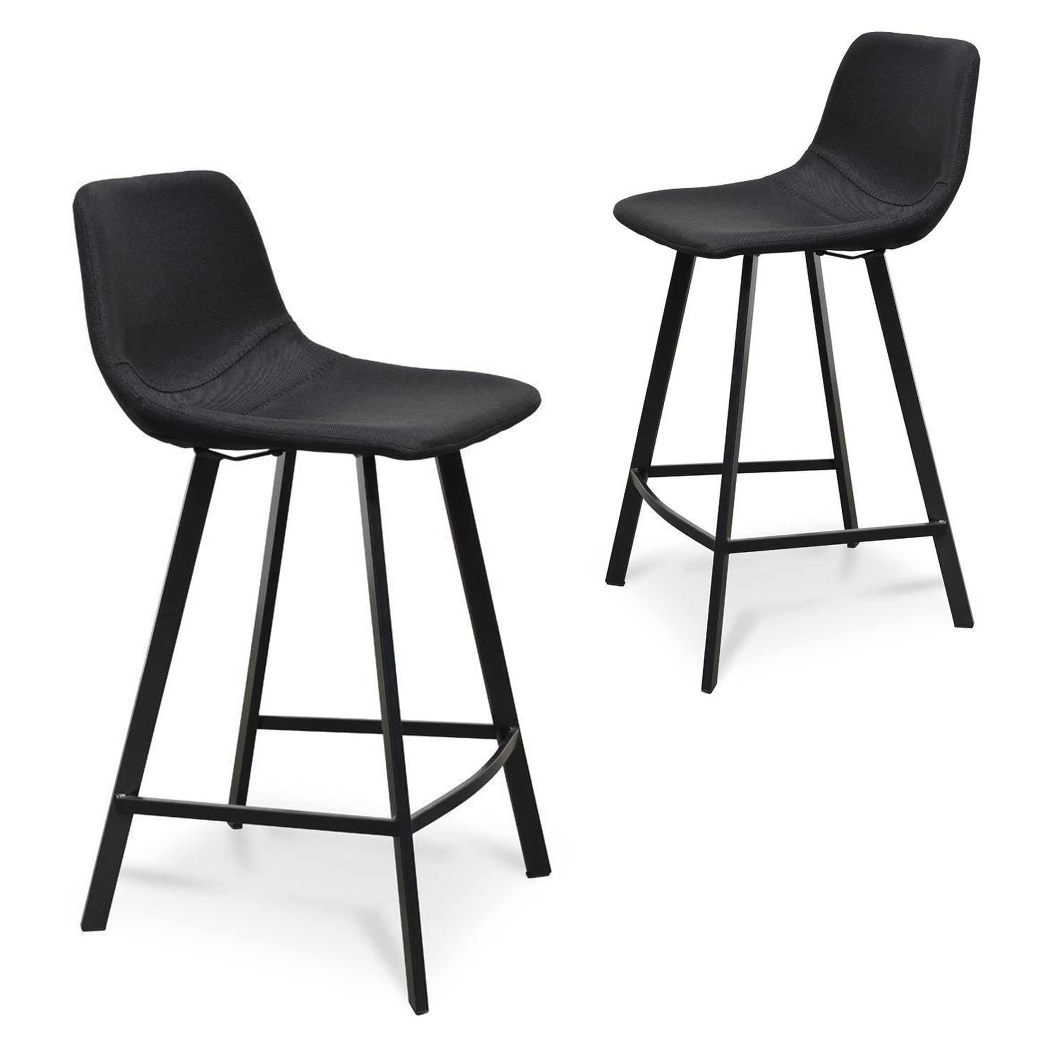 Set Of Duke 65cm Fabric Bar Stool Black Interior Secrets