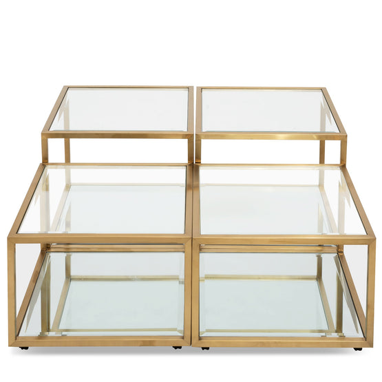 Set of 4 - Oxford 100cm Glass Coffee Table - Brushed Gold Base CF2585-BS