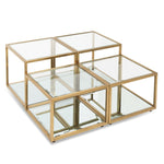 Set of 4 - Oxford 100cm Glass Coffee Table - Brushed Gold Base CF2585-BS