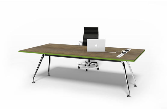 Swift Office Desk 2.4m - Natural Walnut / Green Office Desk Dee Kay-Local   