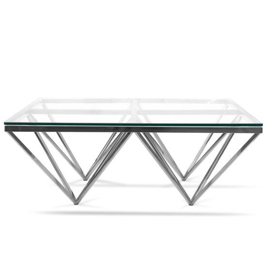 Tafari 105cm Square Coffee Table - Glass Top - Silver Base CF1070-BS
