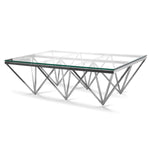 Tafari 1.2m Coffee Table - Glass Top - Silver Steel Base CF1071-BS