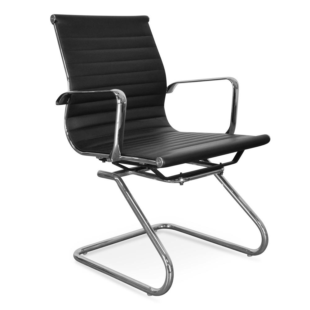 Charlie Visitor Office Chair - Black PU Office Chair Yus Furniture-Core   