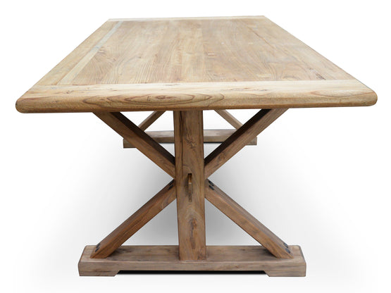 Winston 2m Reclaimed Elm Wood Dining Table - Rustic Natural DT501