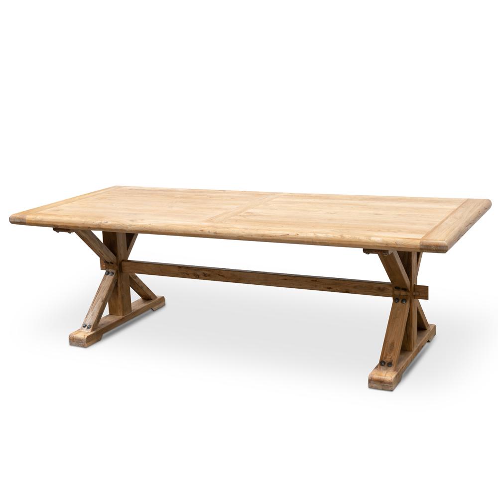Winston Reclaimed 3m Elm Wood Dining Table - Rustic Natural Dining Table Reclaimed-Core