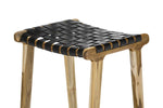 Xander Leather Teak Bar stool - Black BS3244-EA