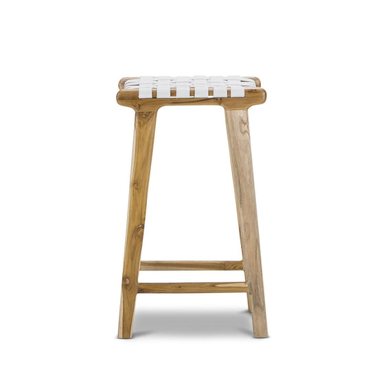 Xander Leather Teak Bar stool - White (Disabled) BS3243-EA