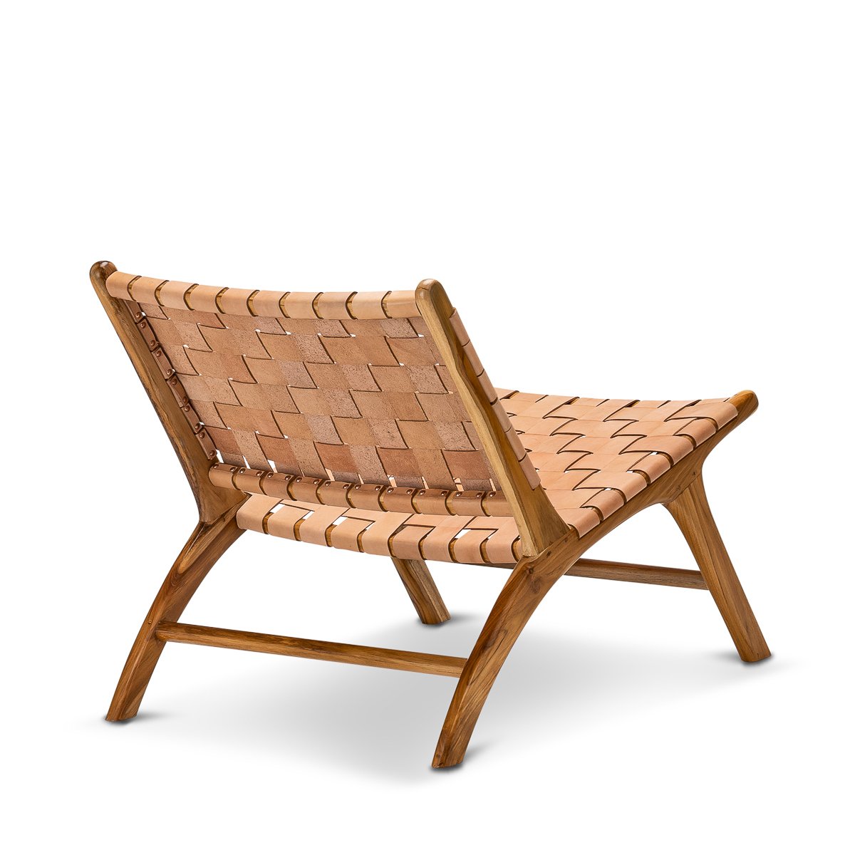 Xander Leather Teak Lounge Chair - Tan Lounge Chair Eastern-Local