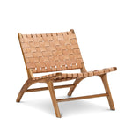 Xander Leather Teak Lounge Chair - Tan Lounge Chair Eastern-Local