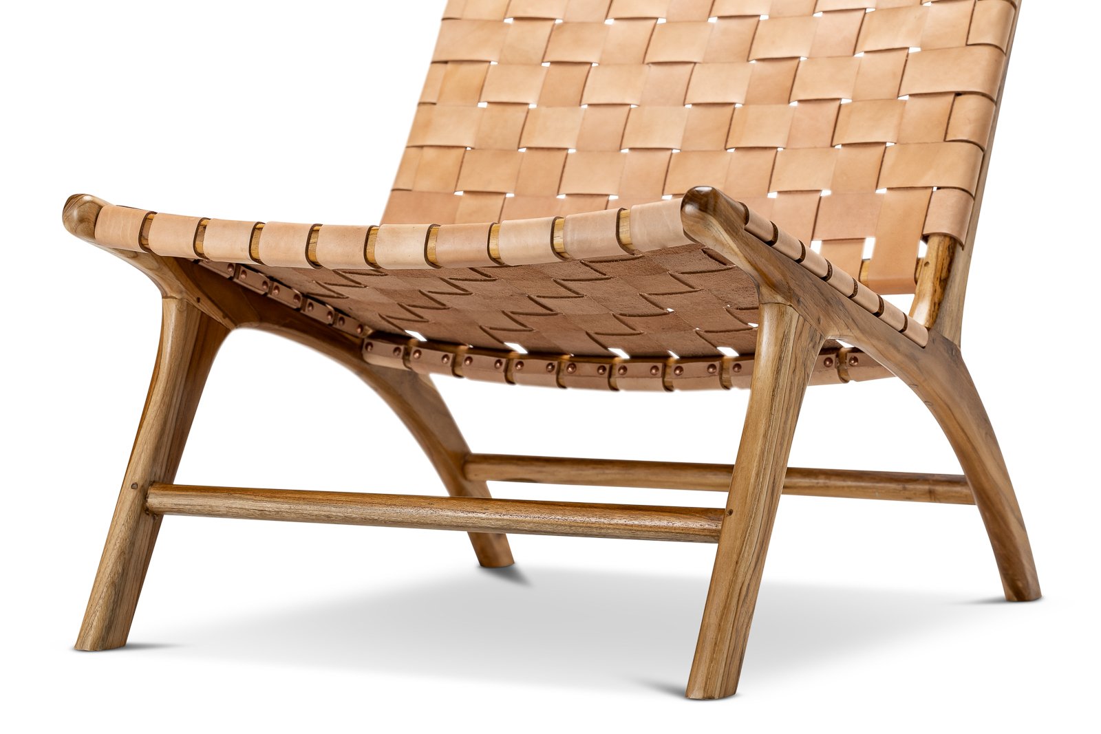 Xander Leather Teak Lounge Chair - Tan Lounge Chair Eastern-Local
