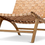 Xander Leather Teak Lounge Chair - Tan Lounge Chair Eastern-Local