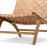 Xander Leather Teak Lounge Chair - Tan Lounge Chair Eastern-Local