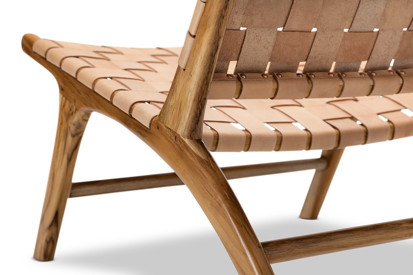 Xander Leather Teak Lounge Chair - Tan Lounge Chair Eastern-Local