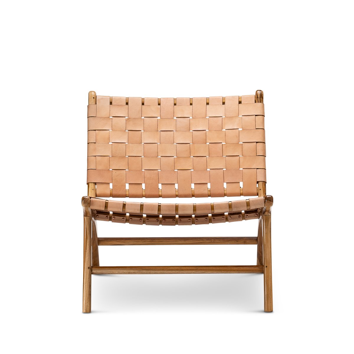 Xander Leather Teak Lounge Chair - Tan Lounge Chair Eastern-Local