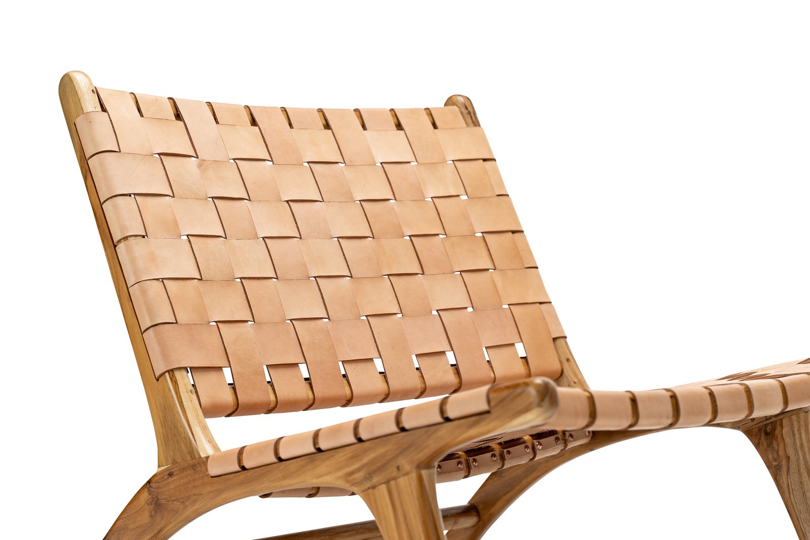 Xander Leather Teak Lounge Chair - Tan Lounge Chair Eastern-Local