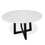 Zodiac 1.15m Round Marble Dining Table - Black Base Dining Table Swady-Core   